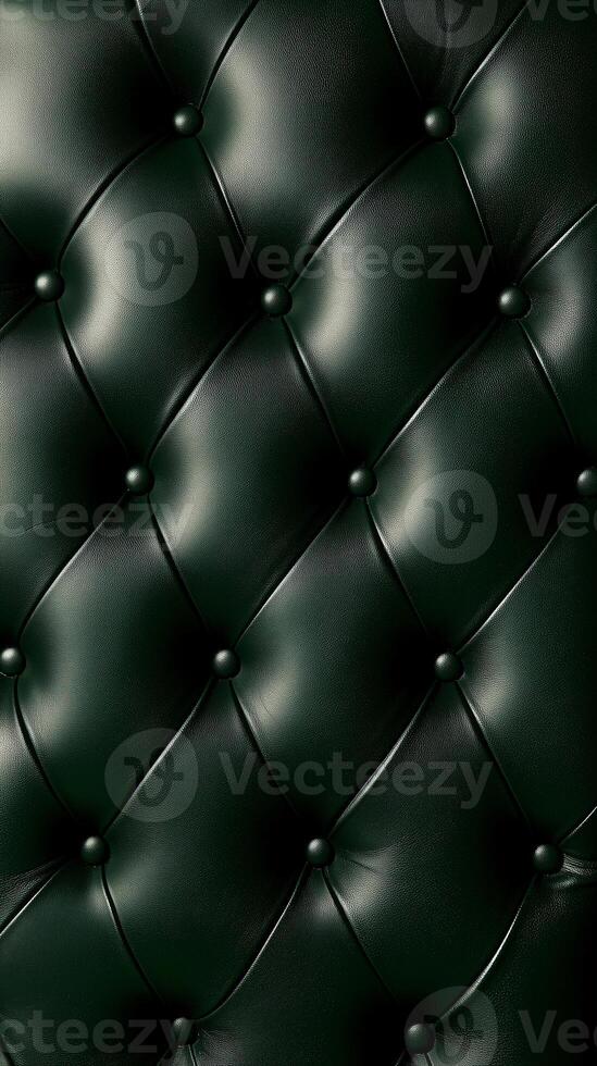 Rich green leather design with intricate button tufting, showcasing an opulent and refined style. photo