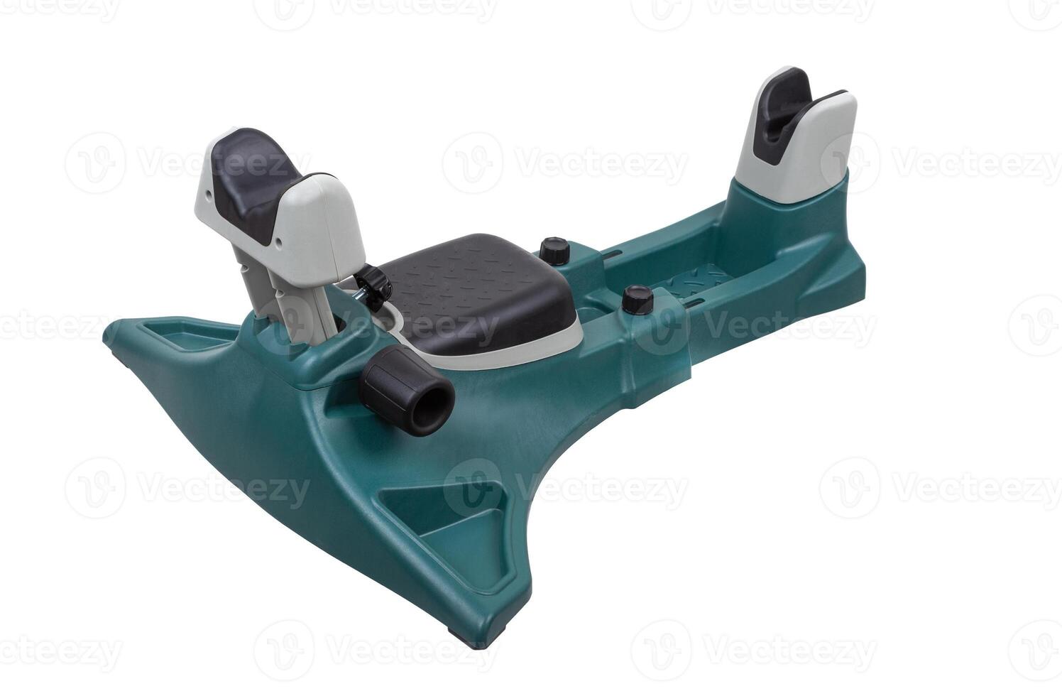 A green and gray adjustable shooting rest, built for firearm stability, perfect for accurate shooting, isolated on a white background. photo
