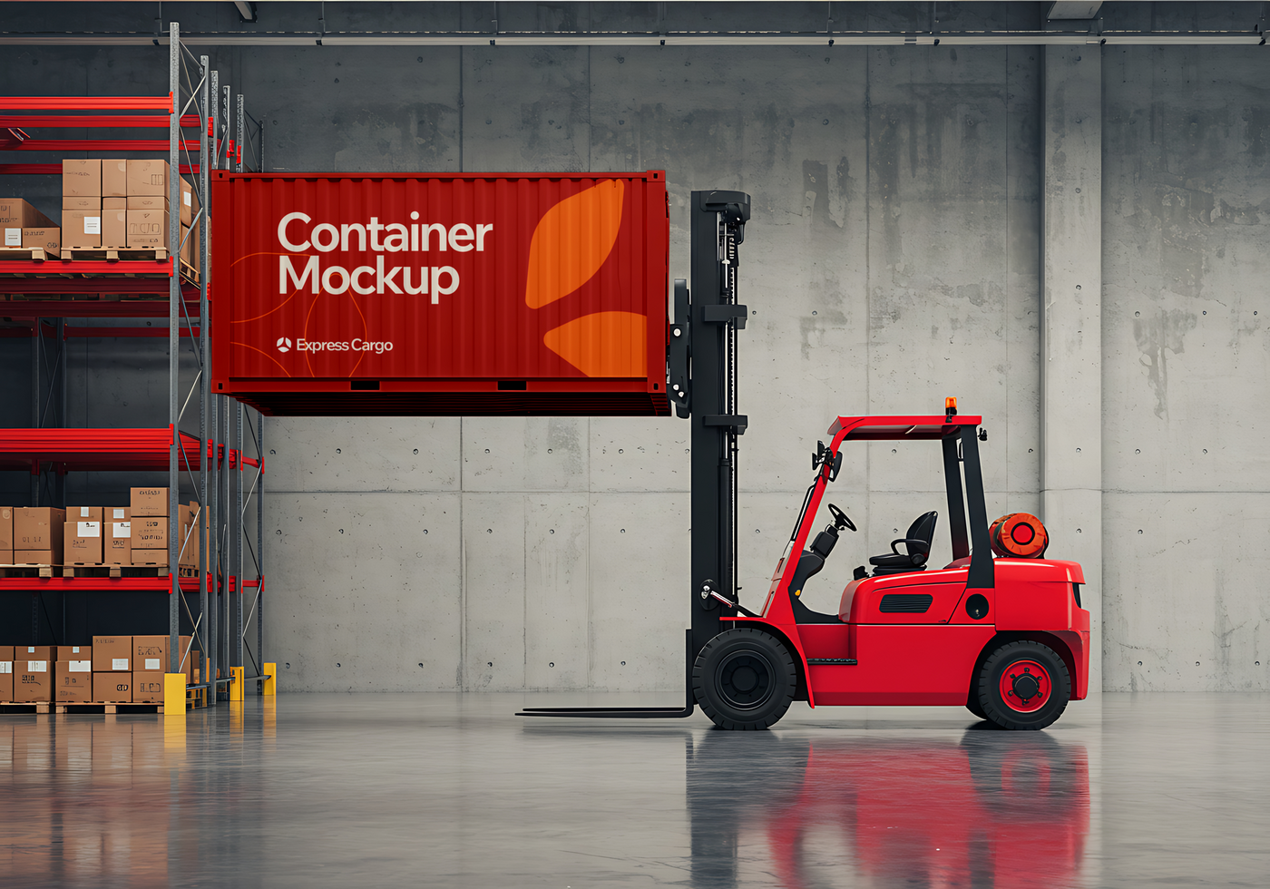 Container cargo delivery mockup branding tool psd