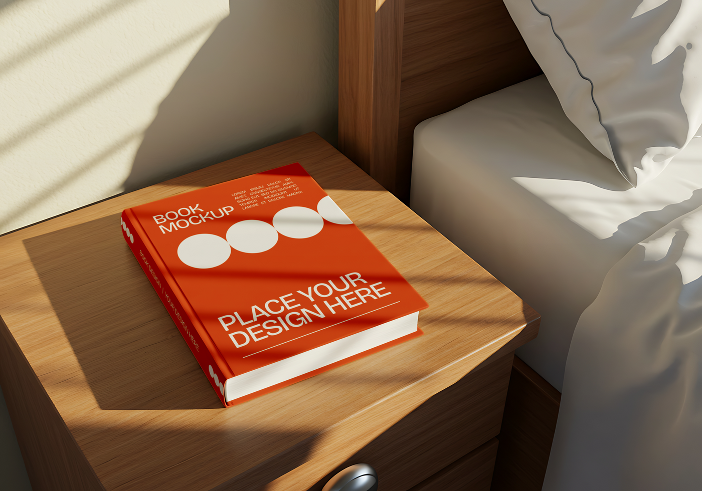 book mockup with scene at the room psd