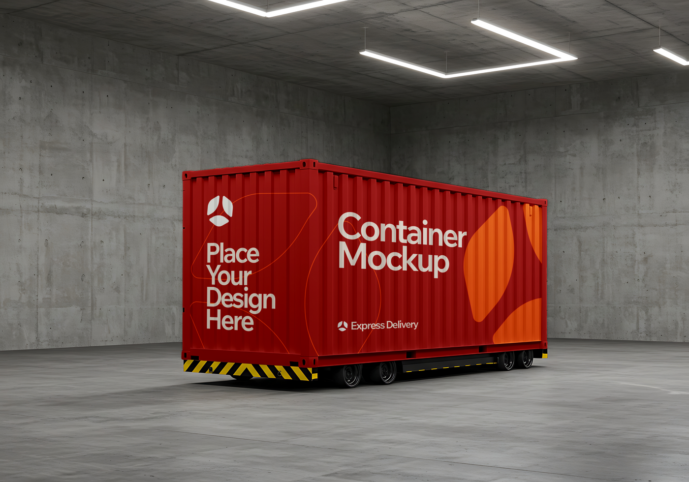cargo container delivery mockup branding tool psd