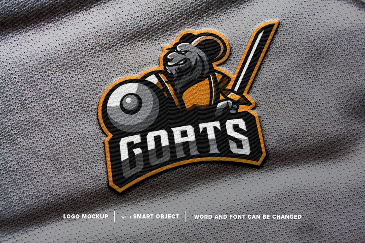 Mockup Goat warriors use swords and shields patch logo, perfect for esport team logo, etc. psd