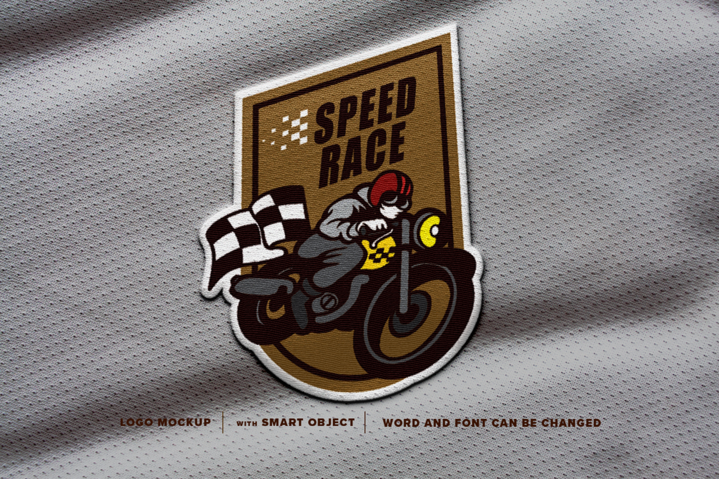 Mockup racing bike Patch Logo, perfect for patch on jacket, image on t-shirt, etc psd