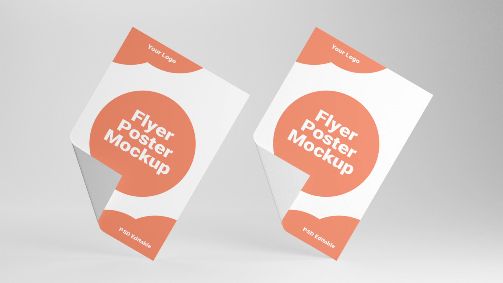 Two folded flyers mockup on a white background psd