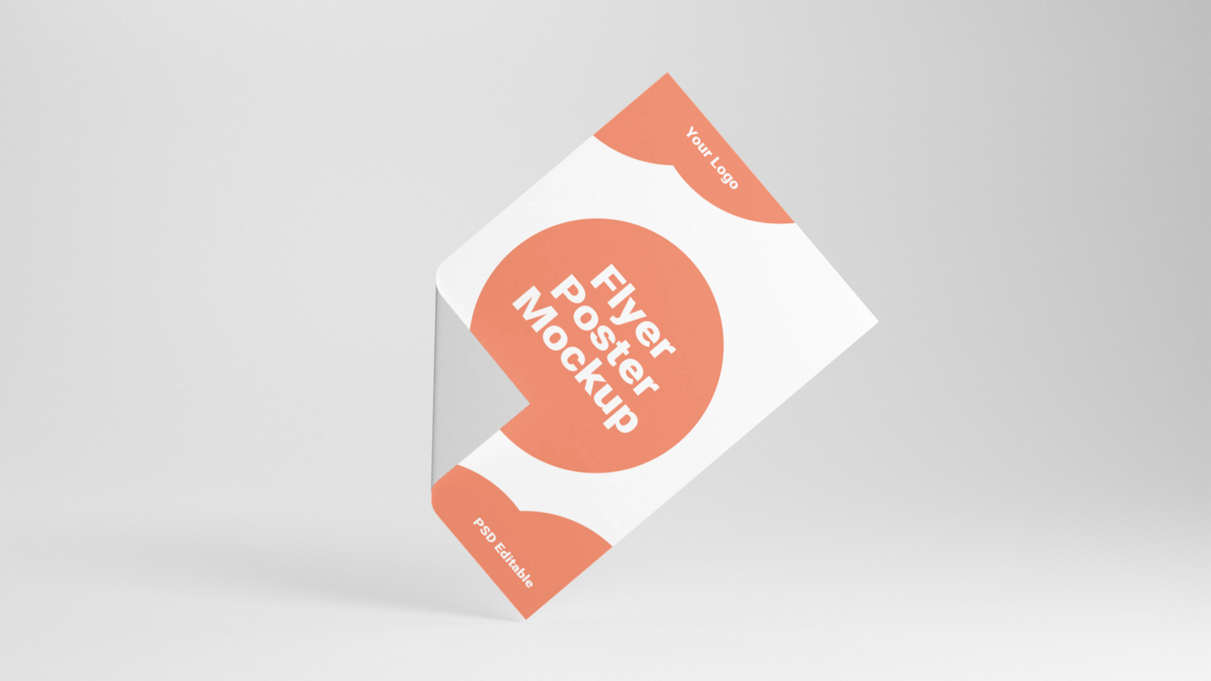 A white paper with an orange and white design psd