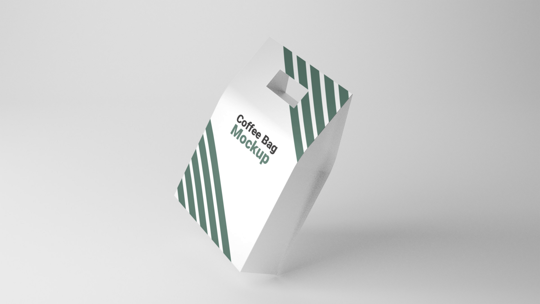 white paper bag with a green stripe on it psd