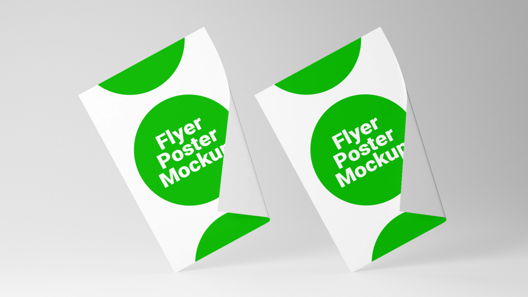 Two green and white paper flyers psd