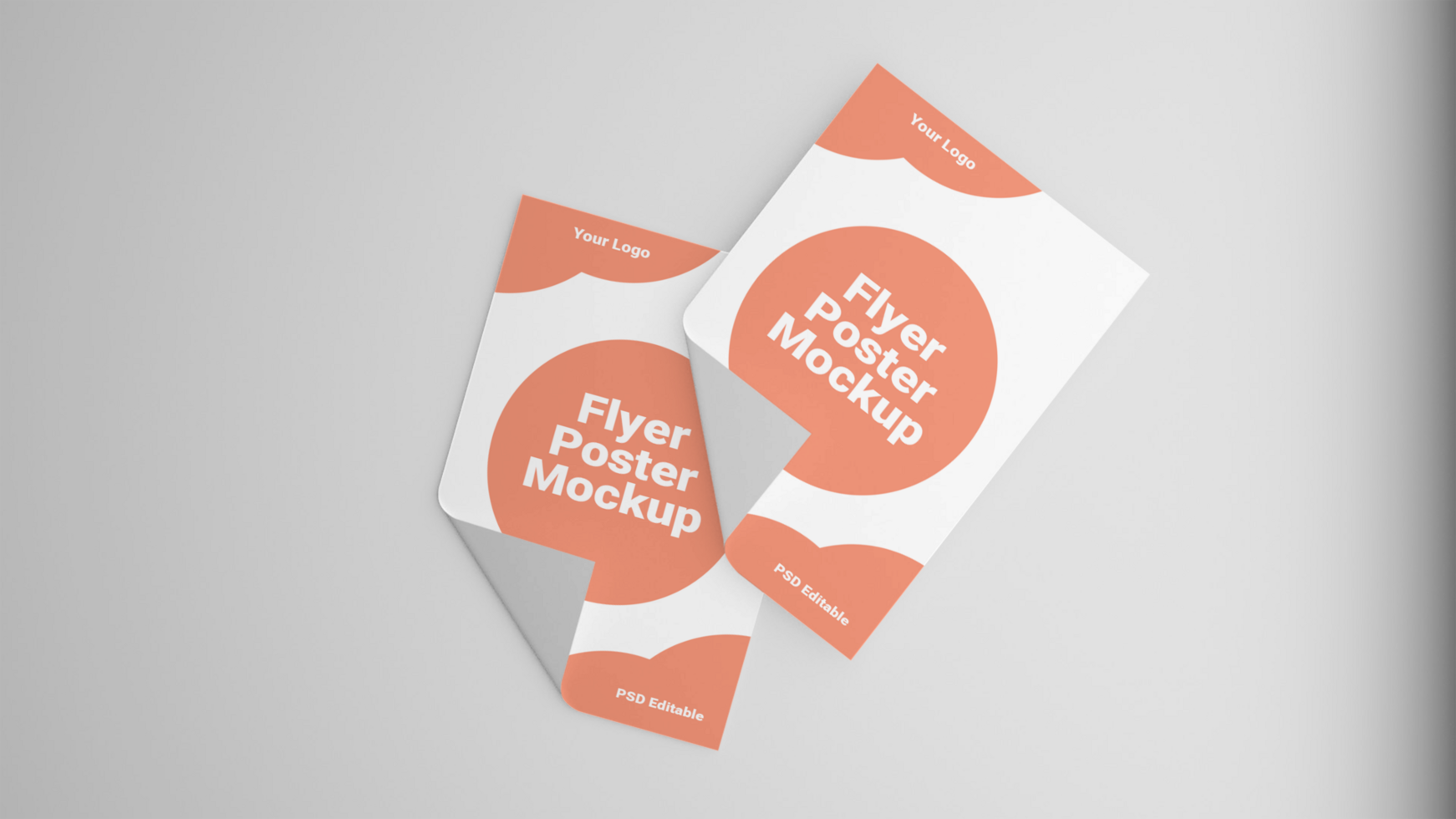 Two folded paper flyers psd