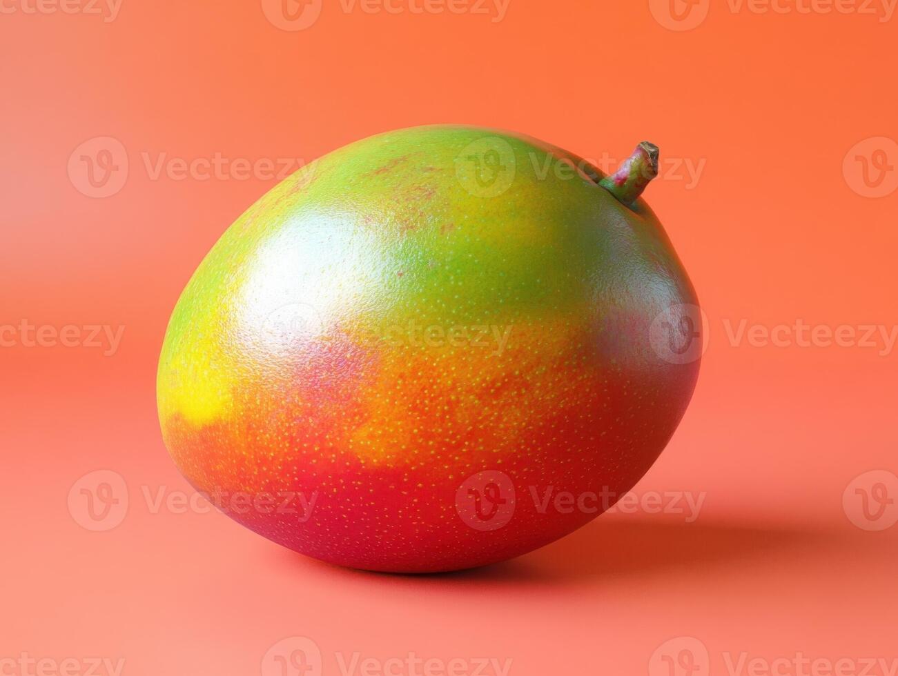 A mango on an orange background, highlighting its juicy texture and rich color. Great for promoting exotic fruits, healthy eating, or tropical-inspired dishes. photo