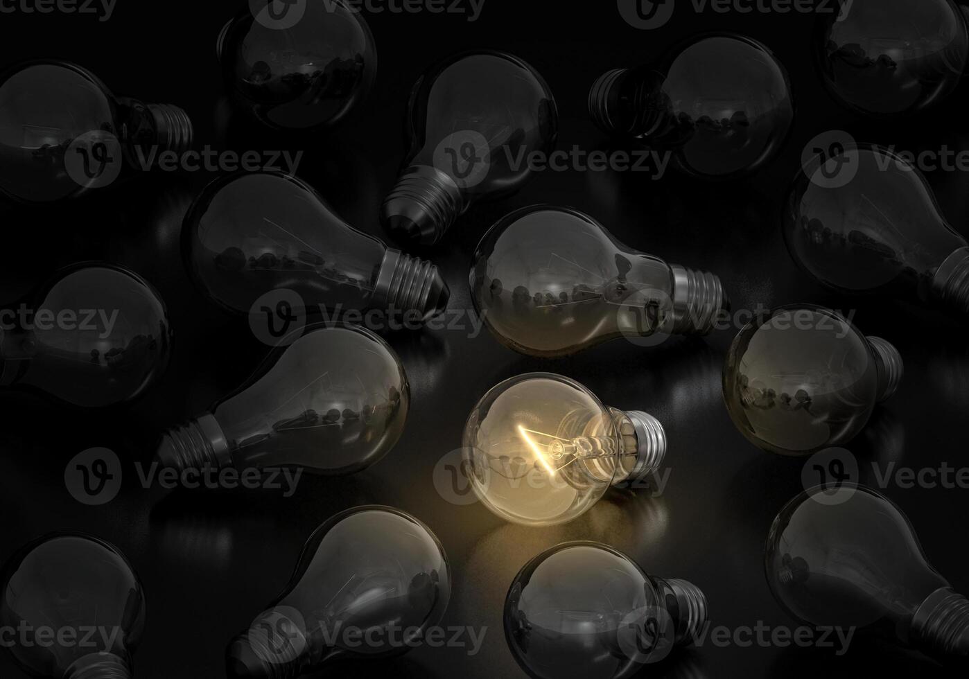 Light bulb on and off on a black background, creative ideas concept13 photo