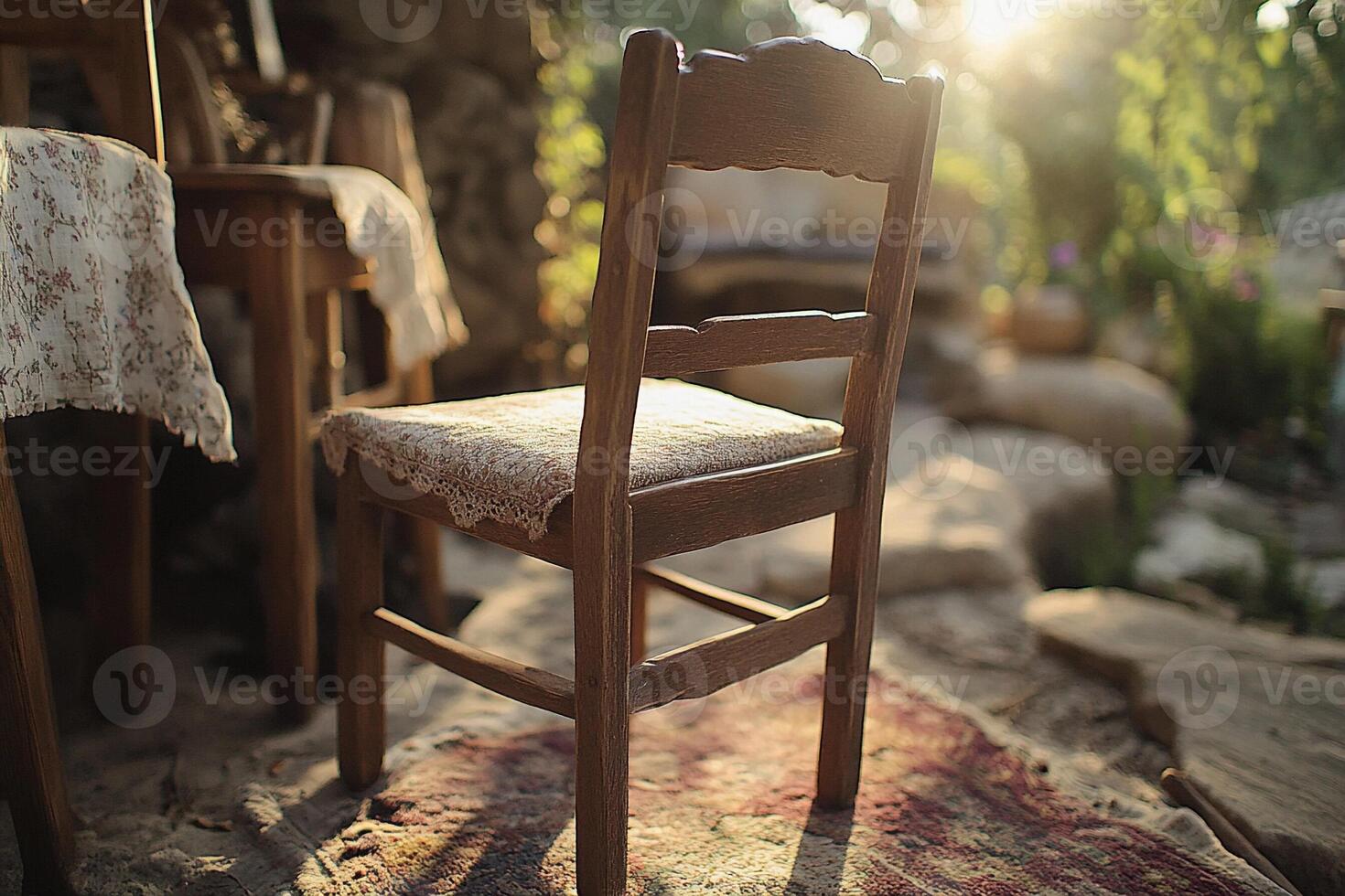 A chair sitting on a rug photo