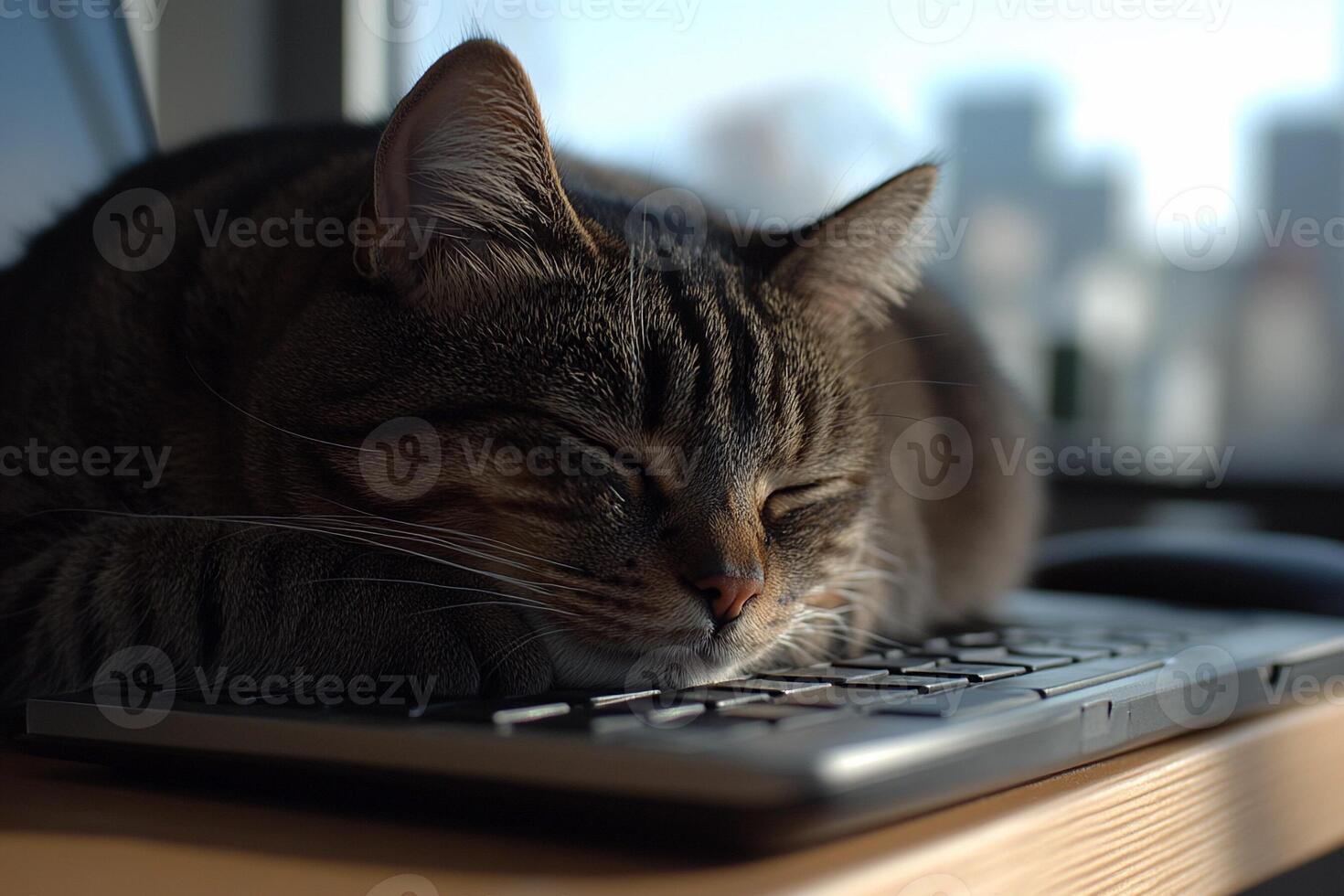 A cat sleeping on a keyboard photo