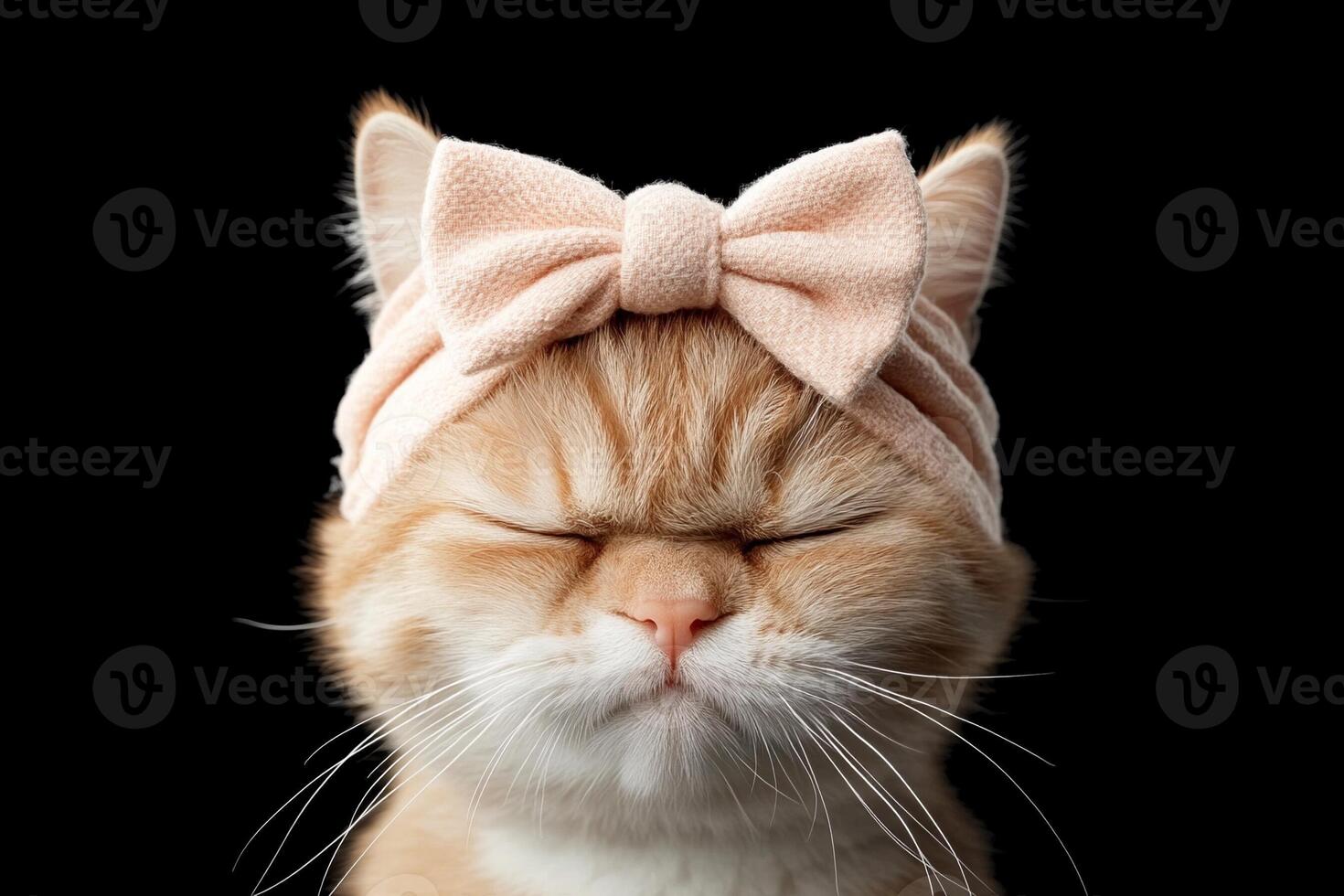 A cat wearing a bow on its head photo