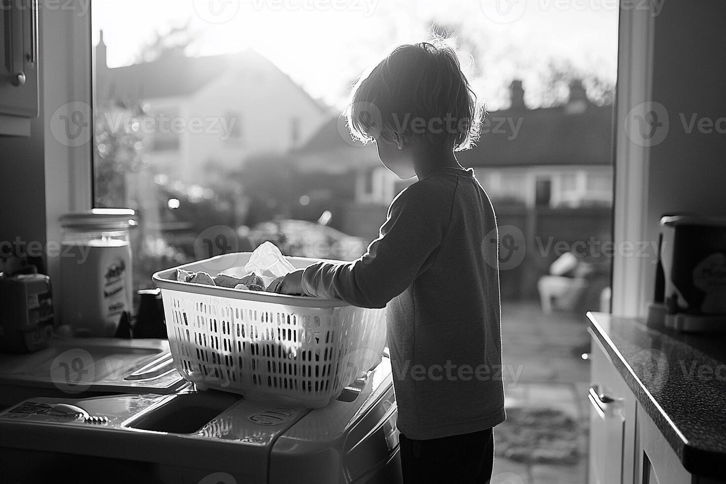 A child standing in front of a window photo