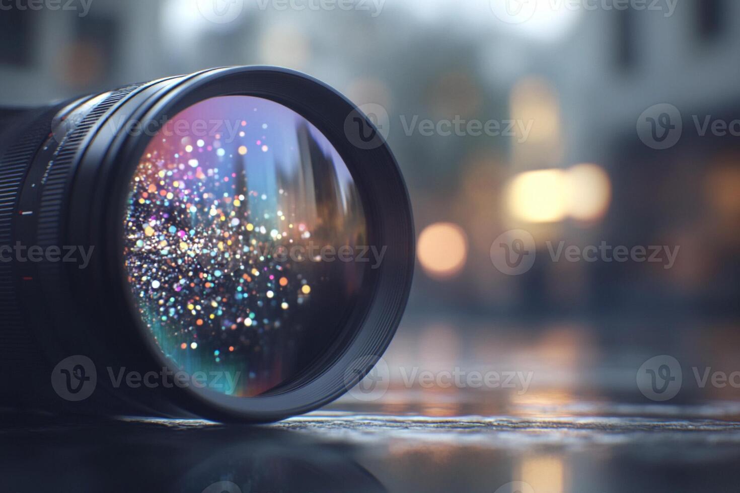 A camera lens with glitter on it photo