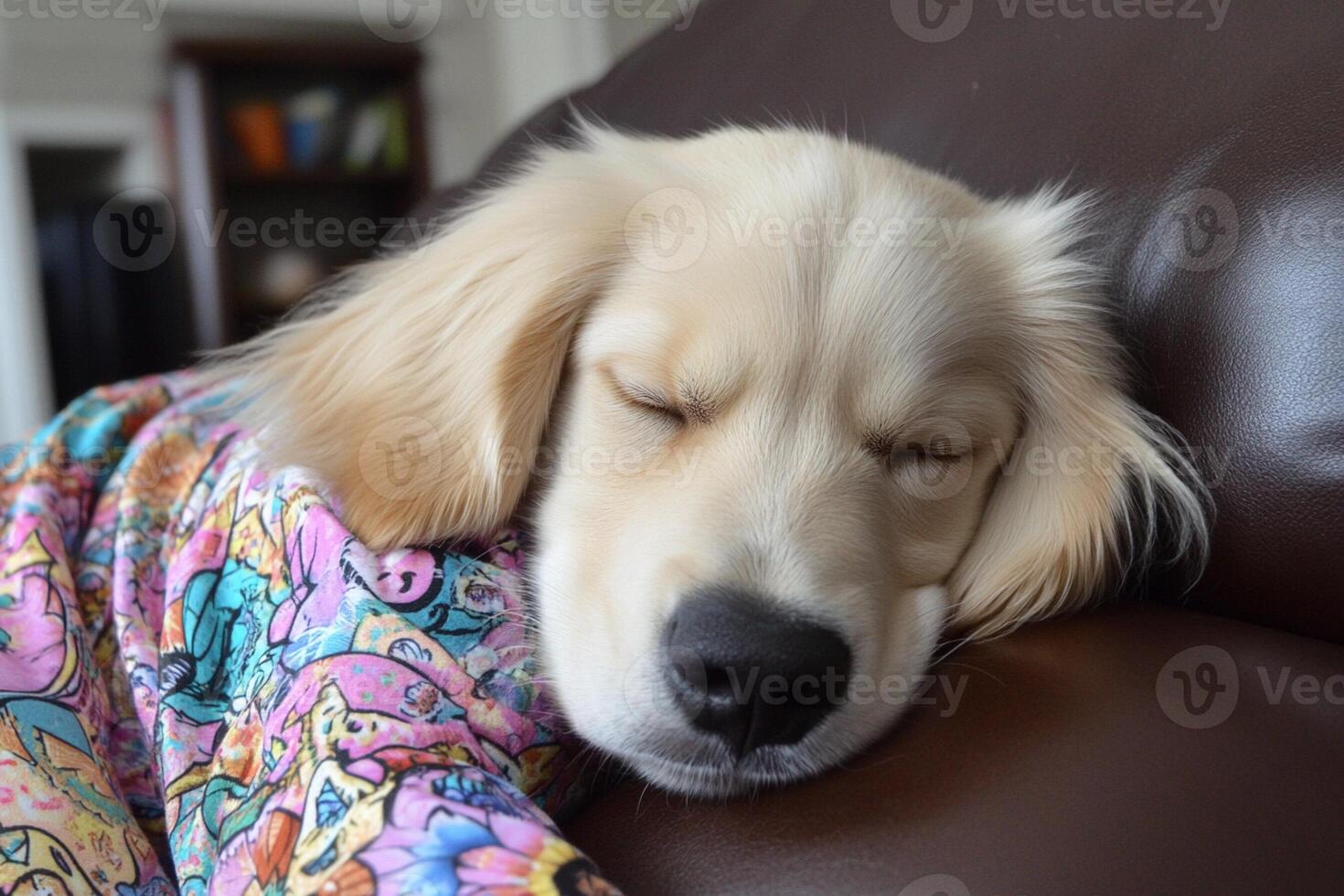 A dog sleeping on a couch photo