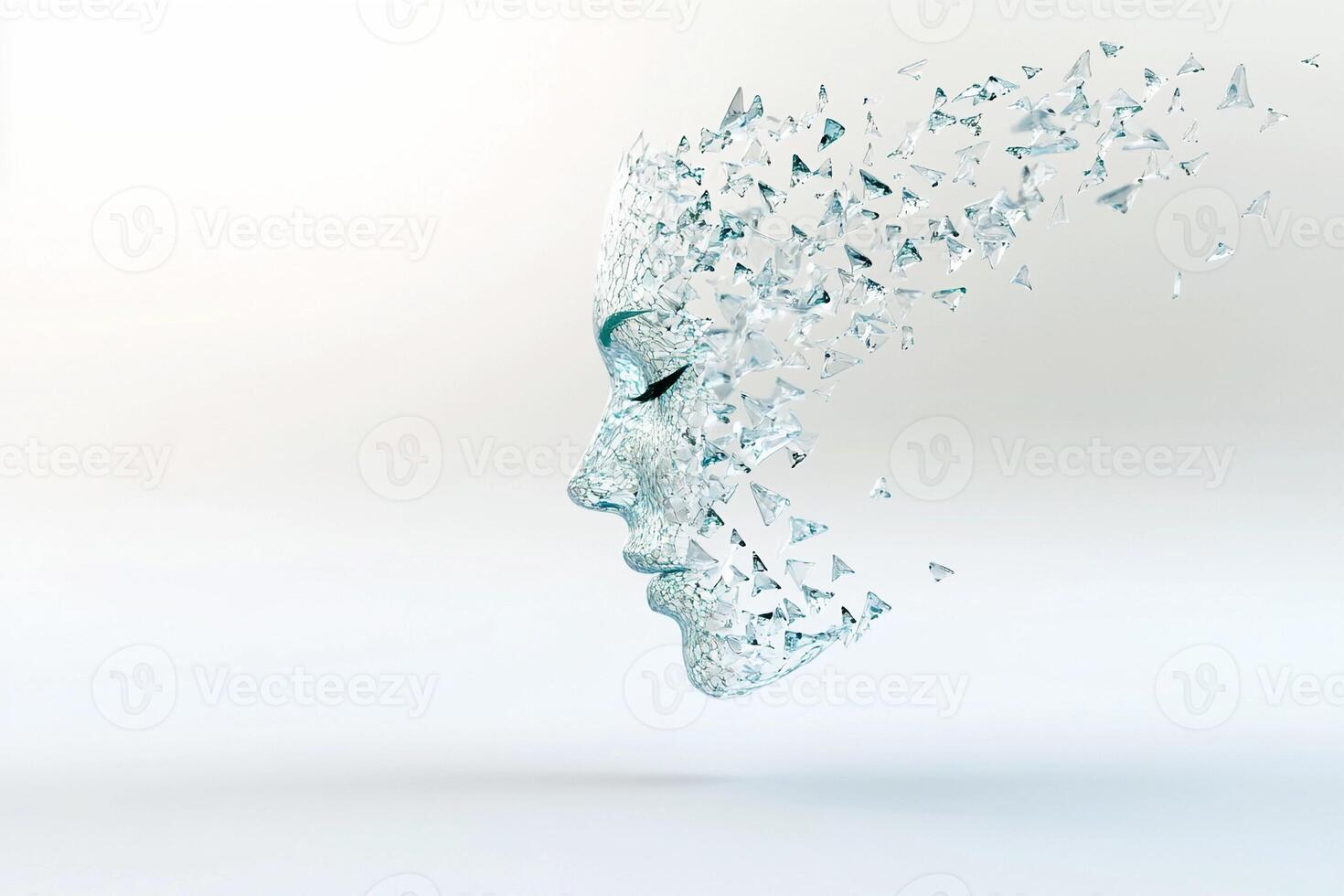 A broken glass face with a broken head photo