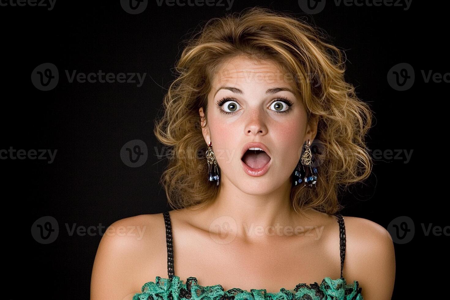 A woman with a shocked expression on her face photo