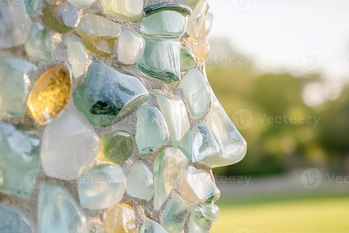 A sculpture made of glass and stones photo