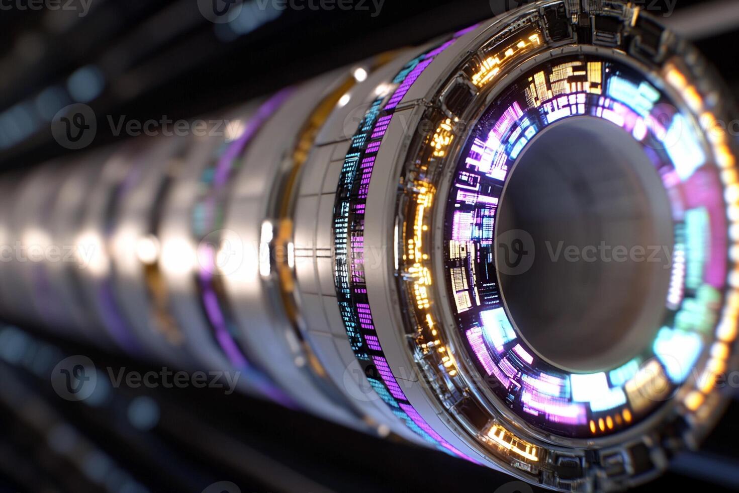 A close up of a large circular object photo