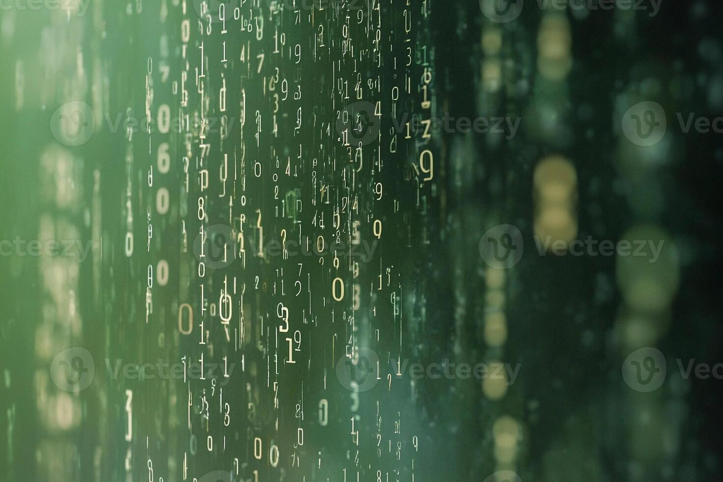 Binary code background with green and gold background photo