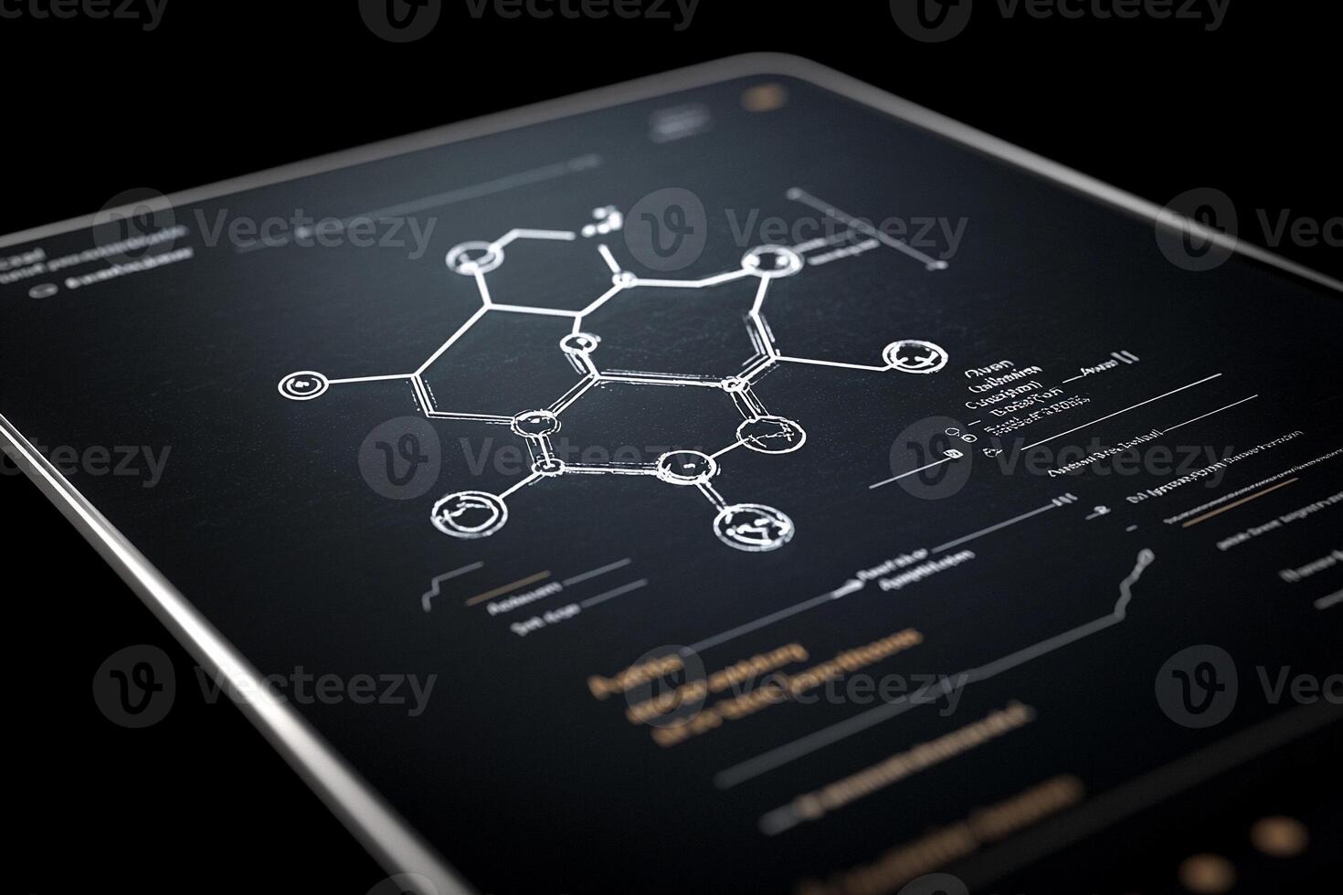A tablet with a chemical diagram on it photo