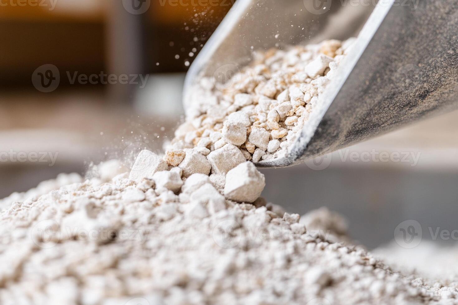 A scoop of flour being poured into a bowl photo