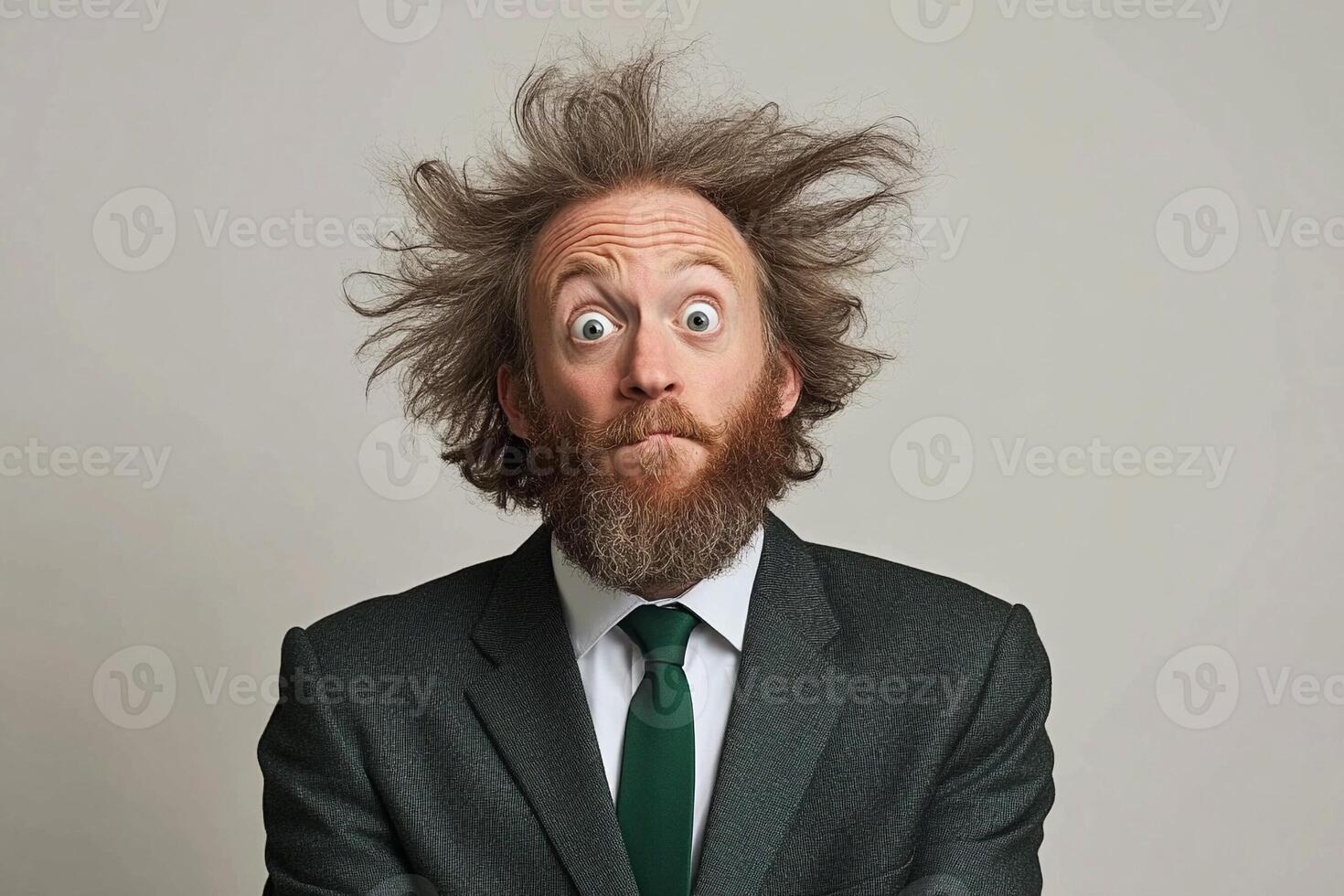 A man with a beard and green tie photo