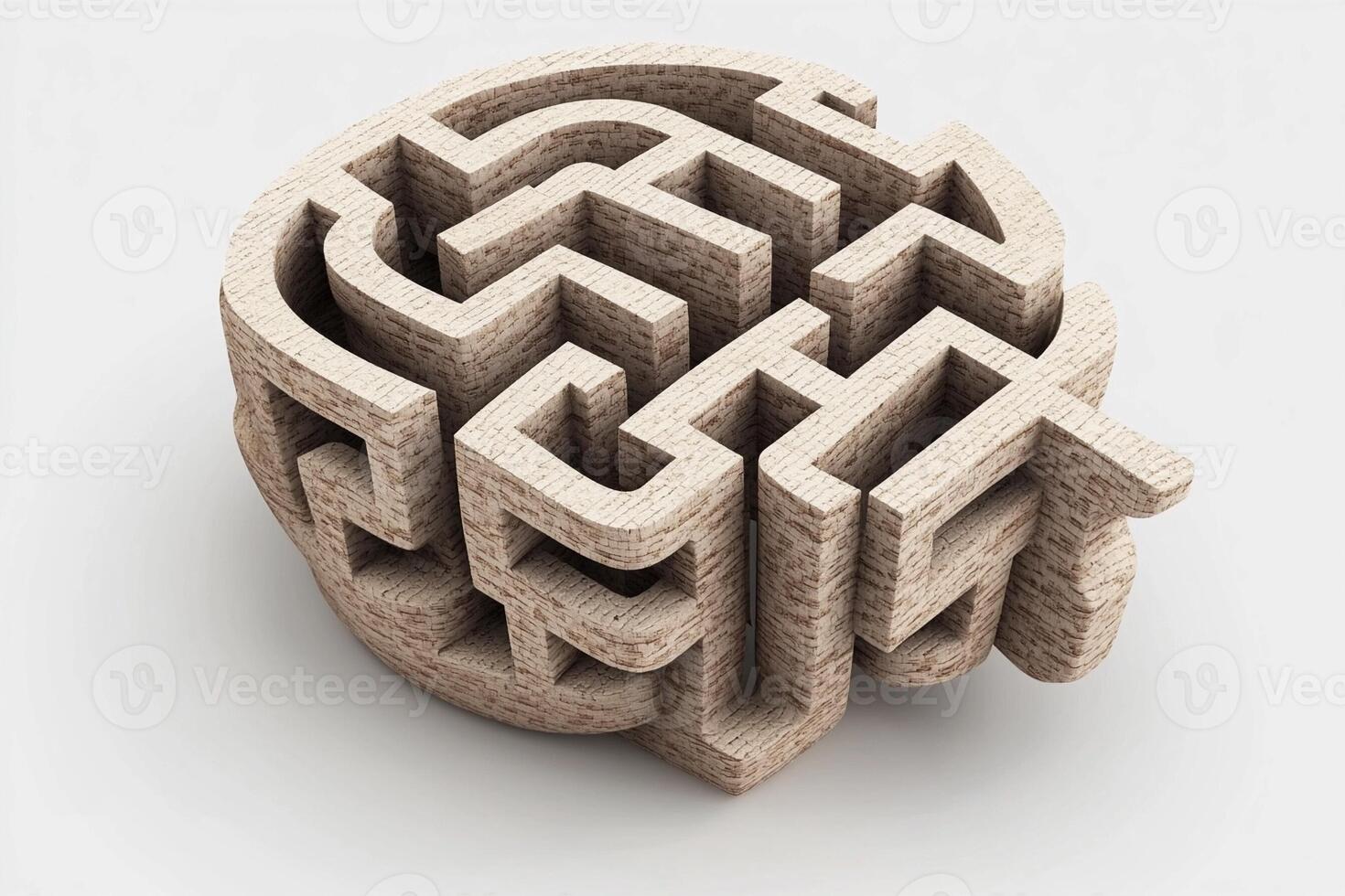 A 3d image of a maze with a person inside photo