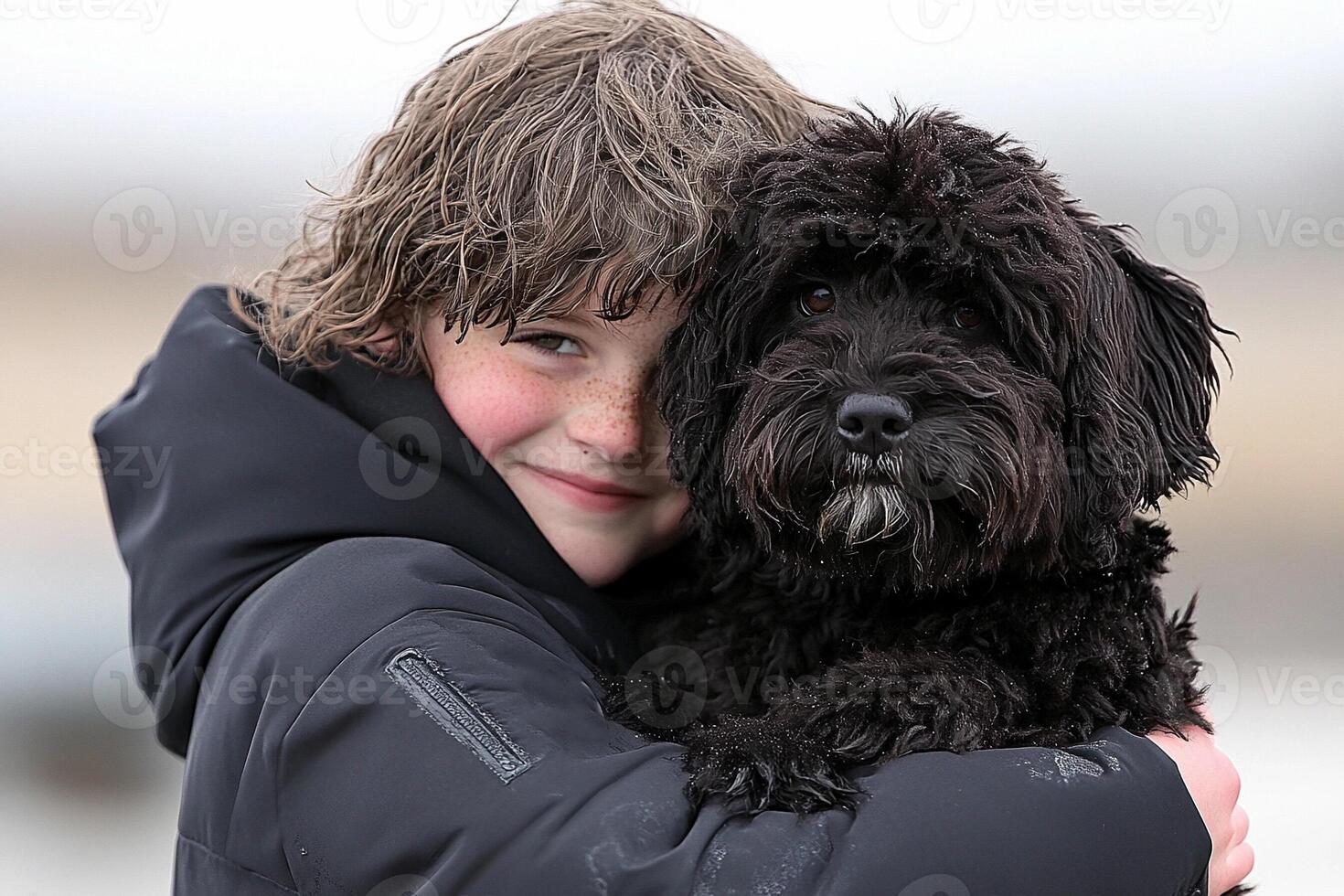 A boy with a dog photo