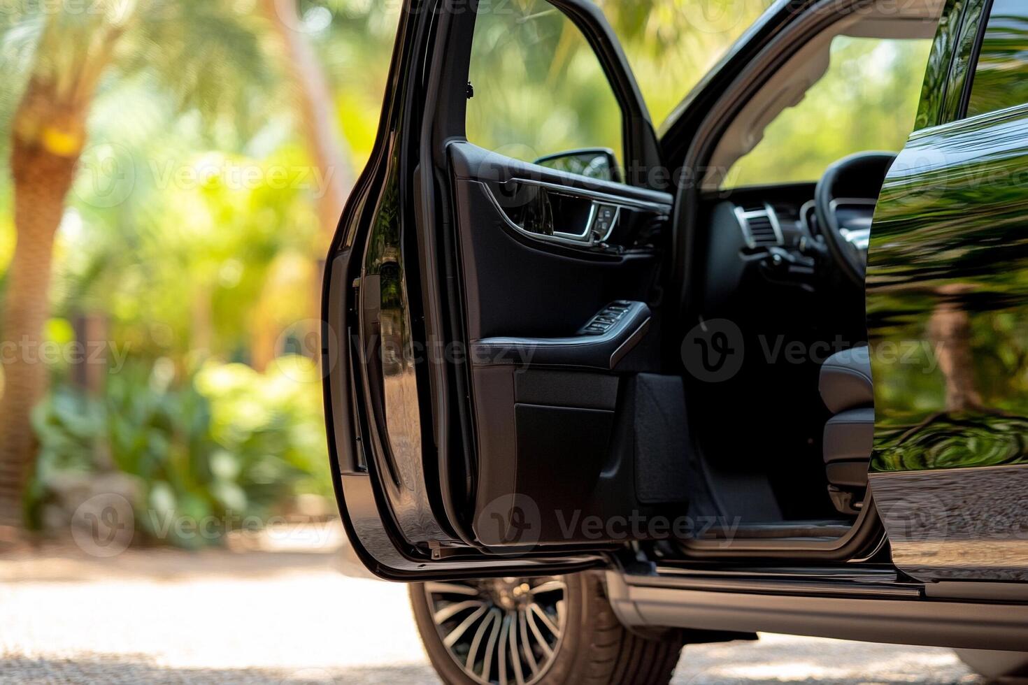 The door open of a black suv photo