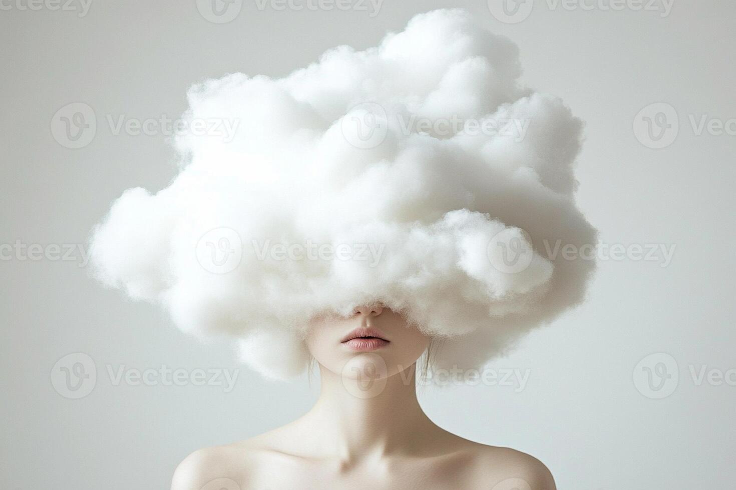 A woman with a cloud over her head photo