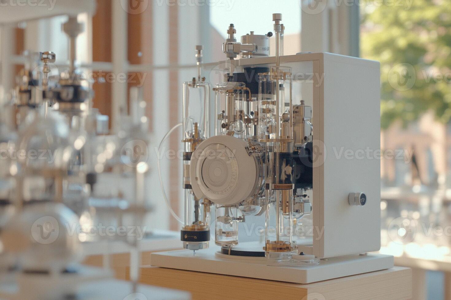 A machine with a glass top and a glass window photo