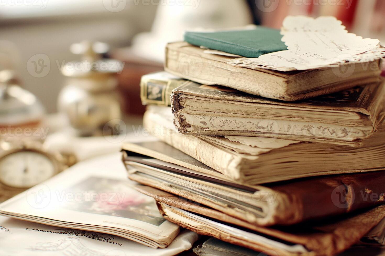 A stack of old books photo