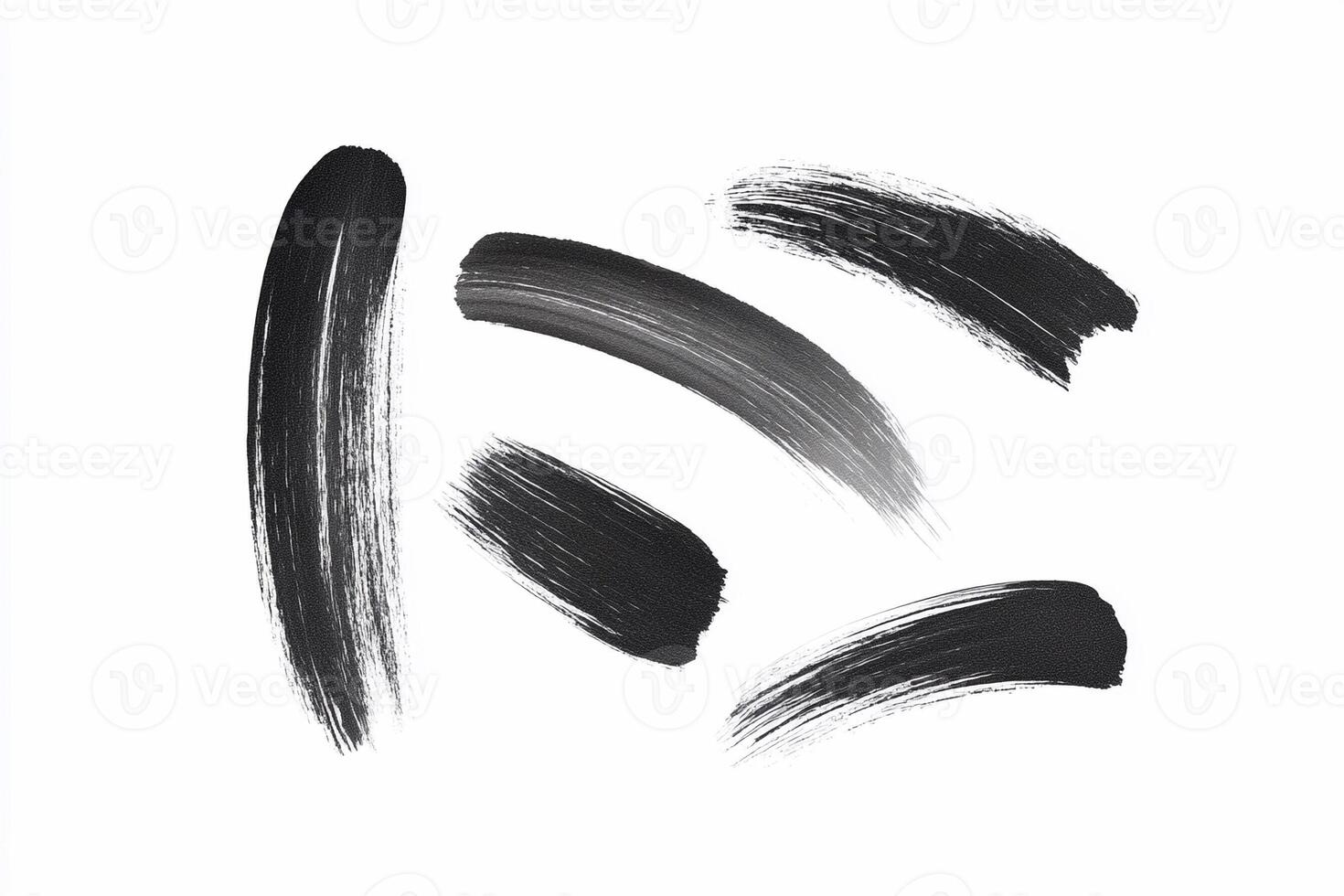 A black brush stroke is shown on a white background photo
