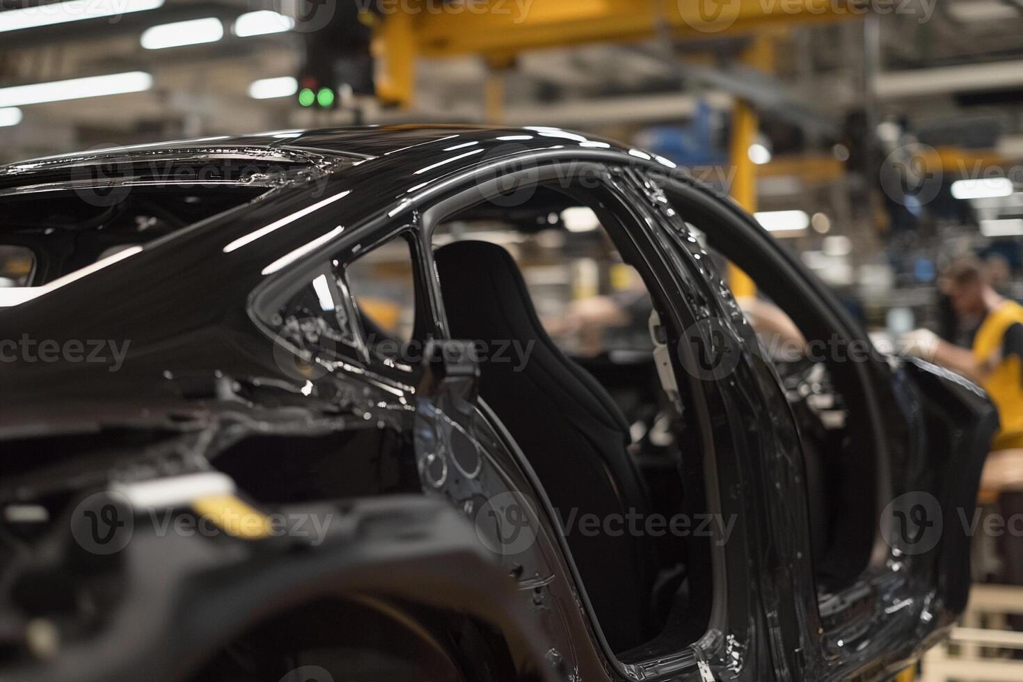 A car is being built in a factory photo