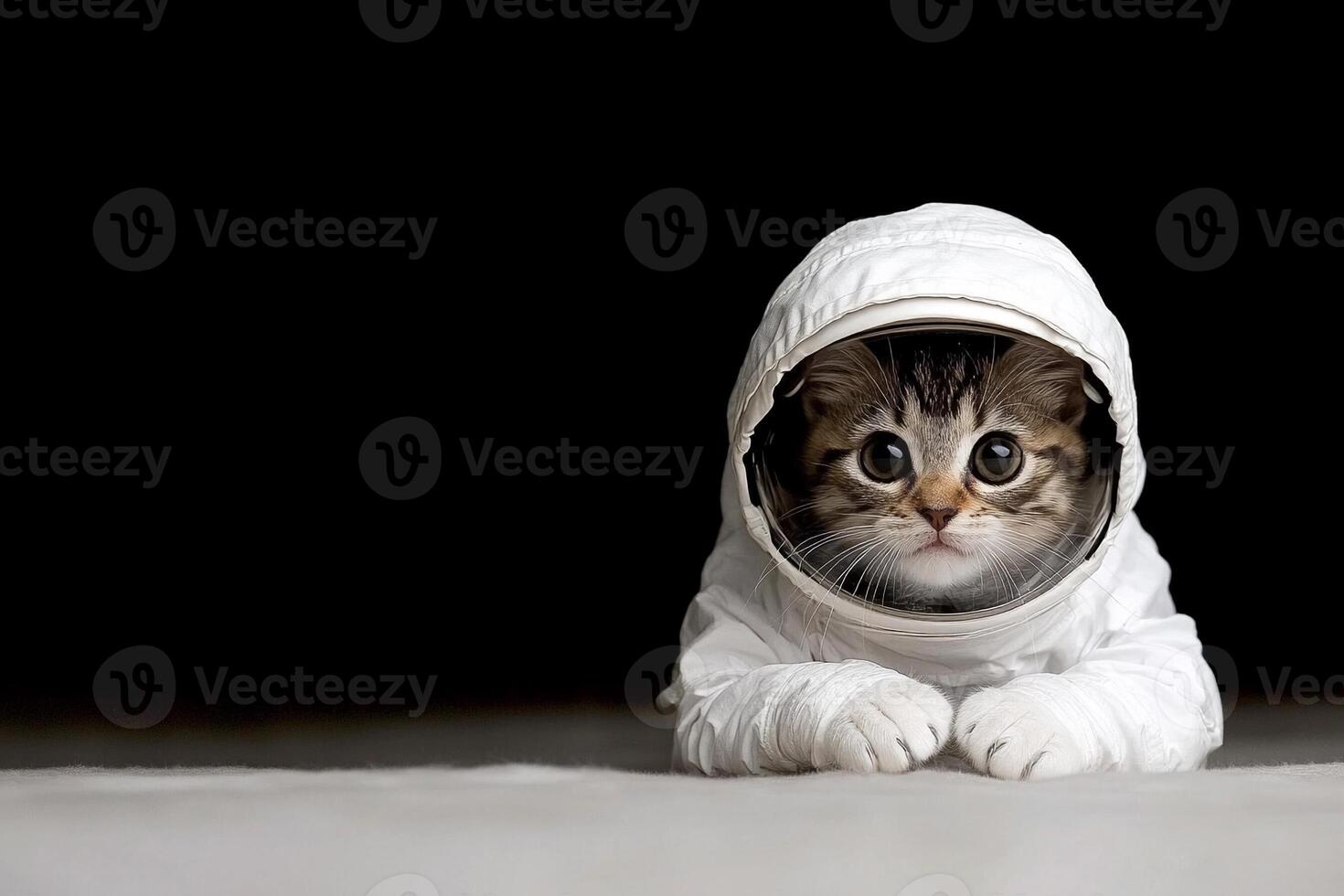 A cat wearing an astronaut suit photo