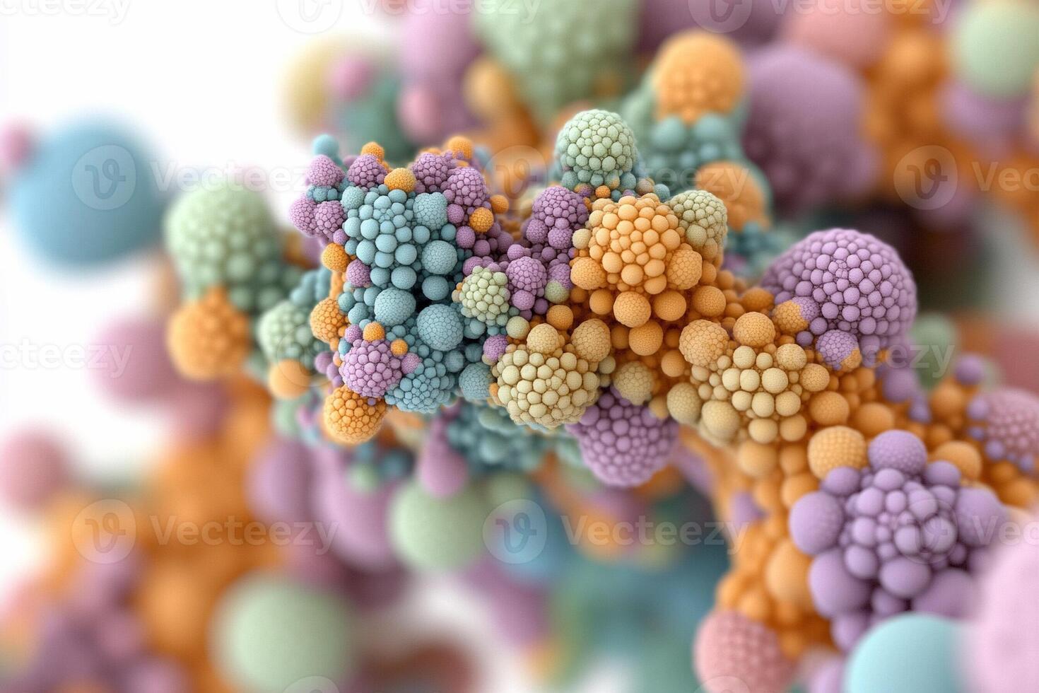 A close up of a bunch of colorful spheres photo