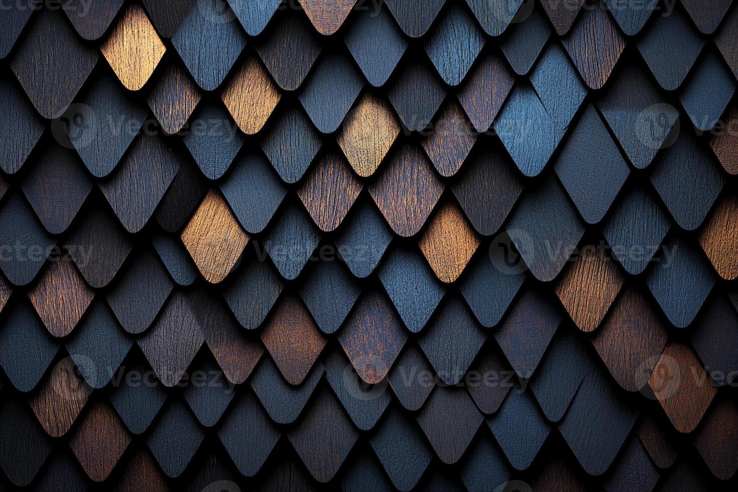 A dark blue and gold patterned wall photo