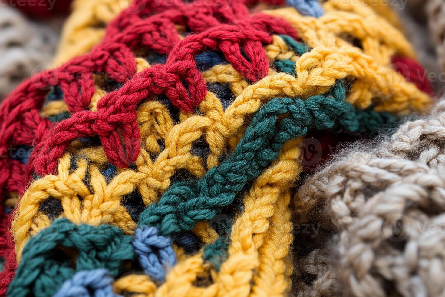 A close up of a knitted scarf photo