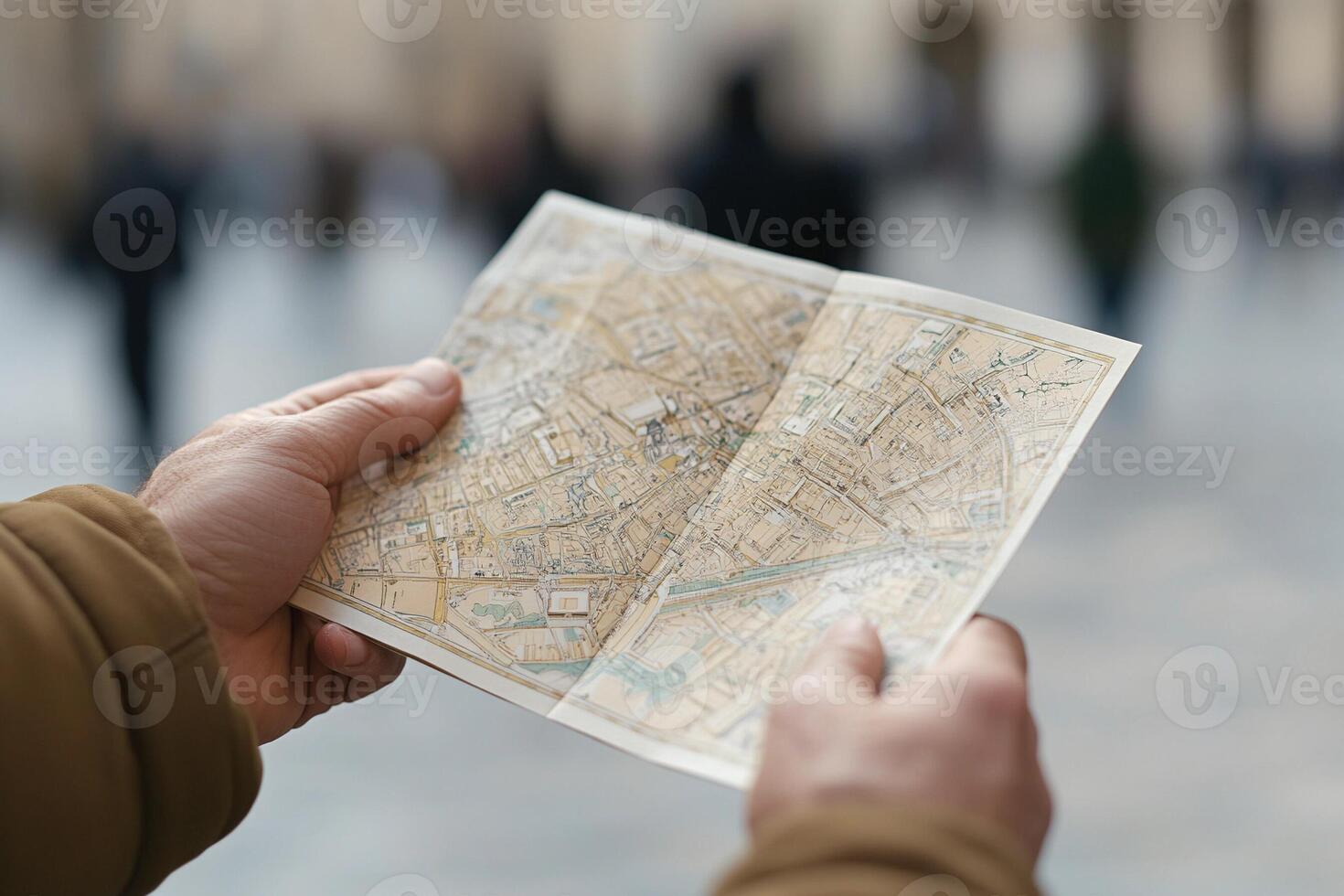 A person holding a map in their hand photo