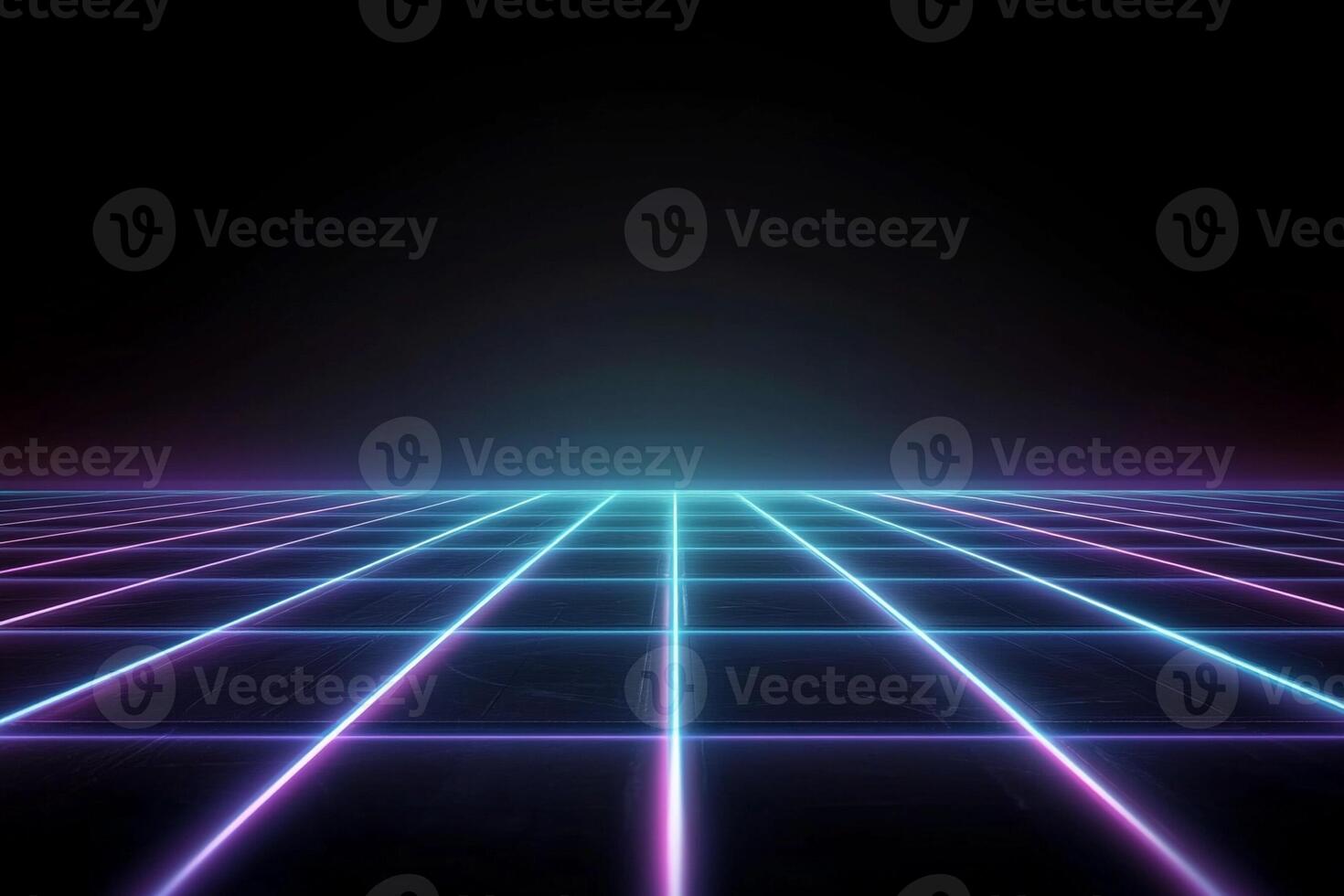 80s retro grid background with neon lights photo