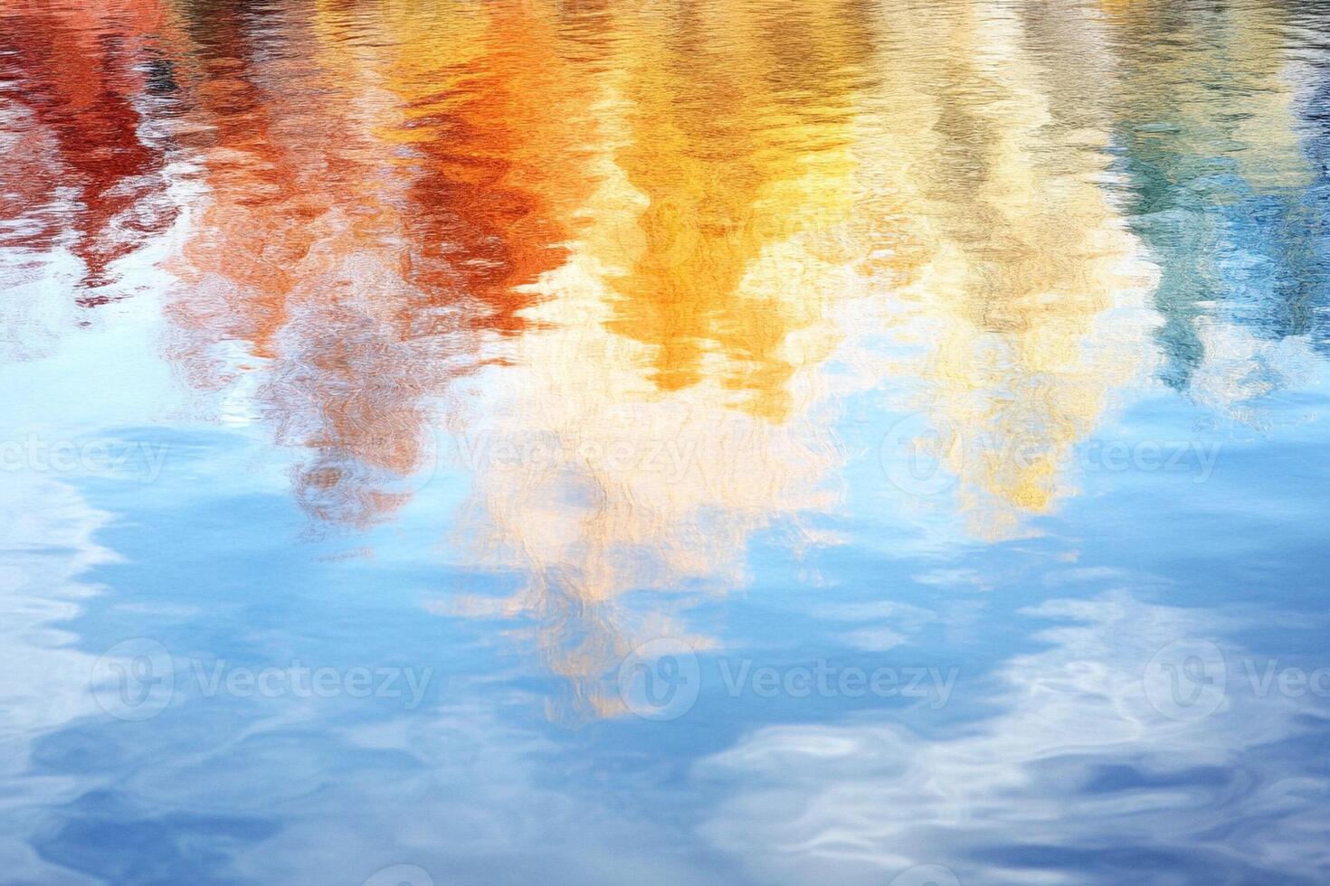 Colorful trees reflected in water photo
