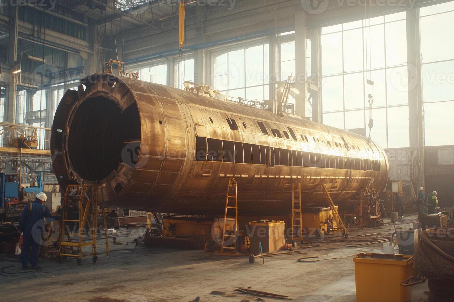 A large metal object in a factory photo