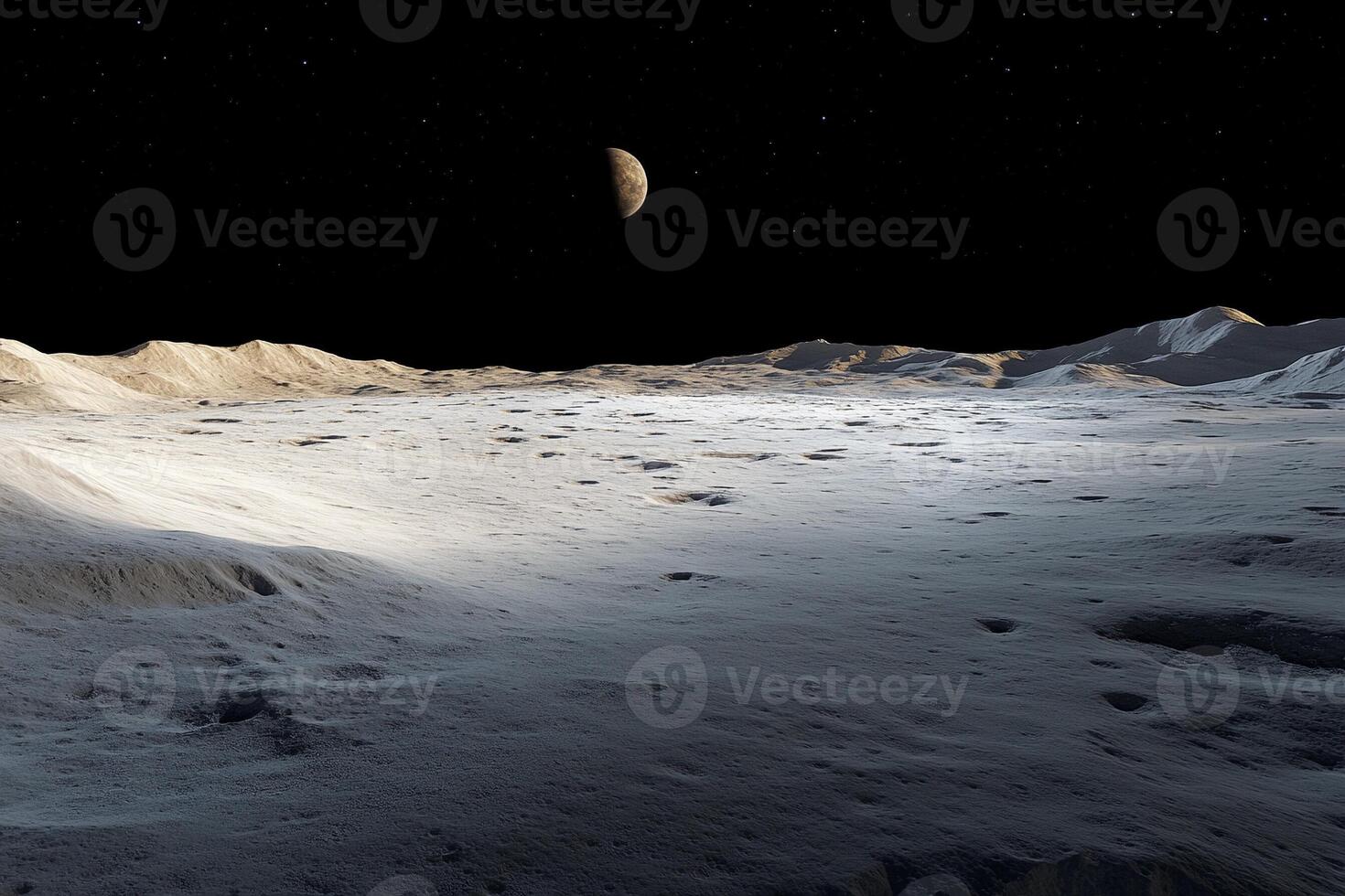 An artist's rendering of the moon and the surface of the moon photo