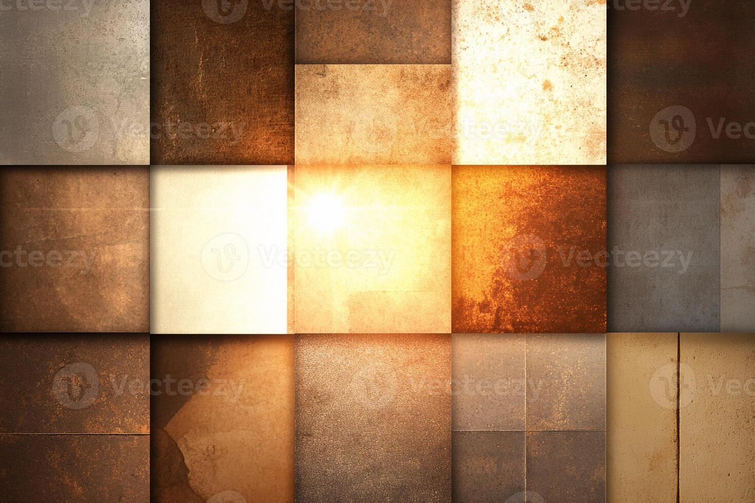 A collection of different colored squares with a light shining through photo