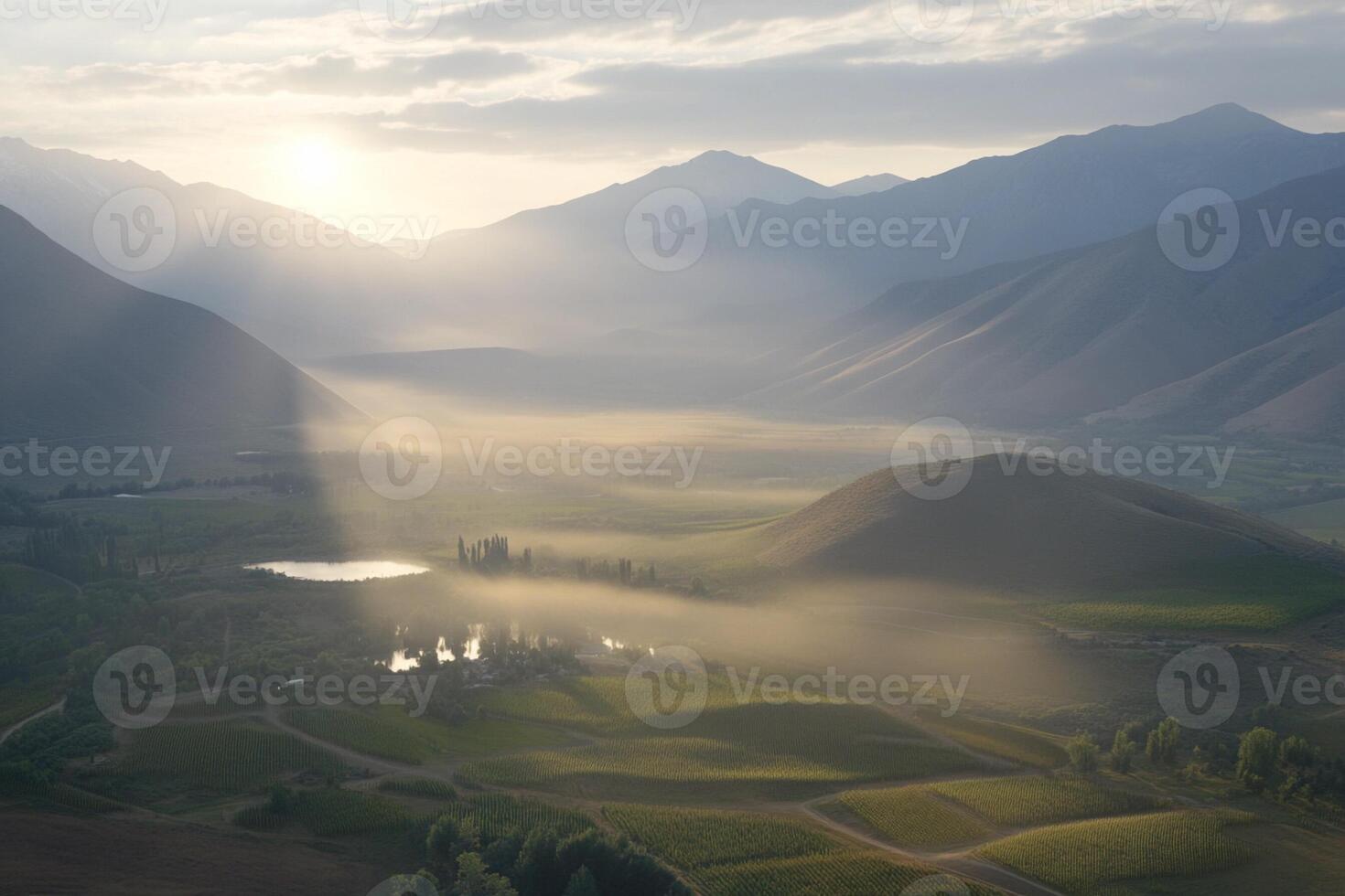 A valley with a river photo