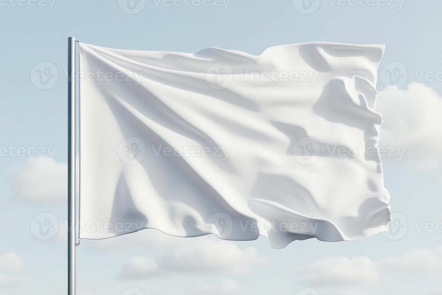 White flag on blue sky background 3d rendering photo