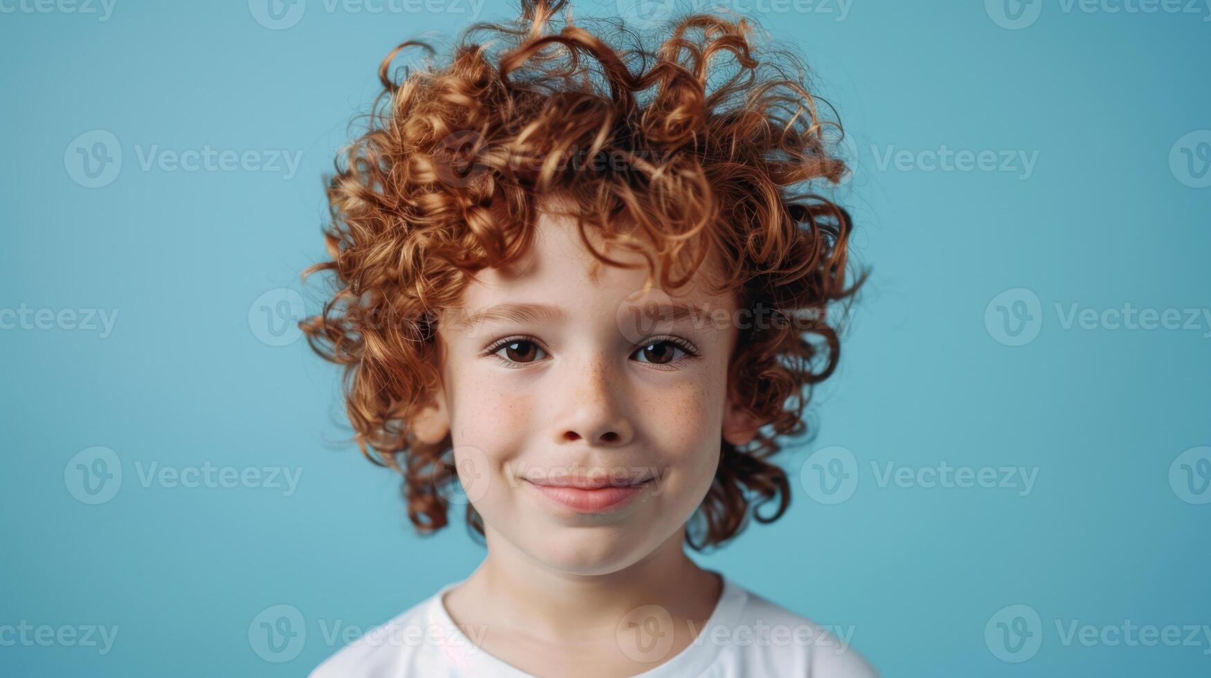 The smiling curly-haired boy photo