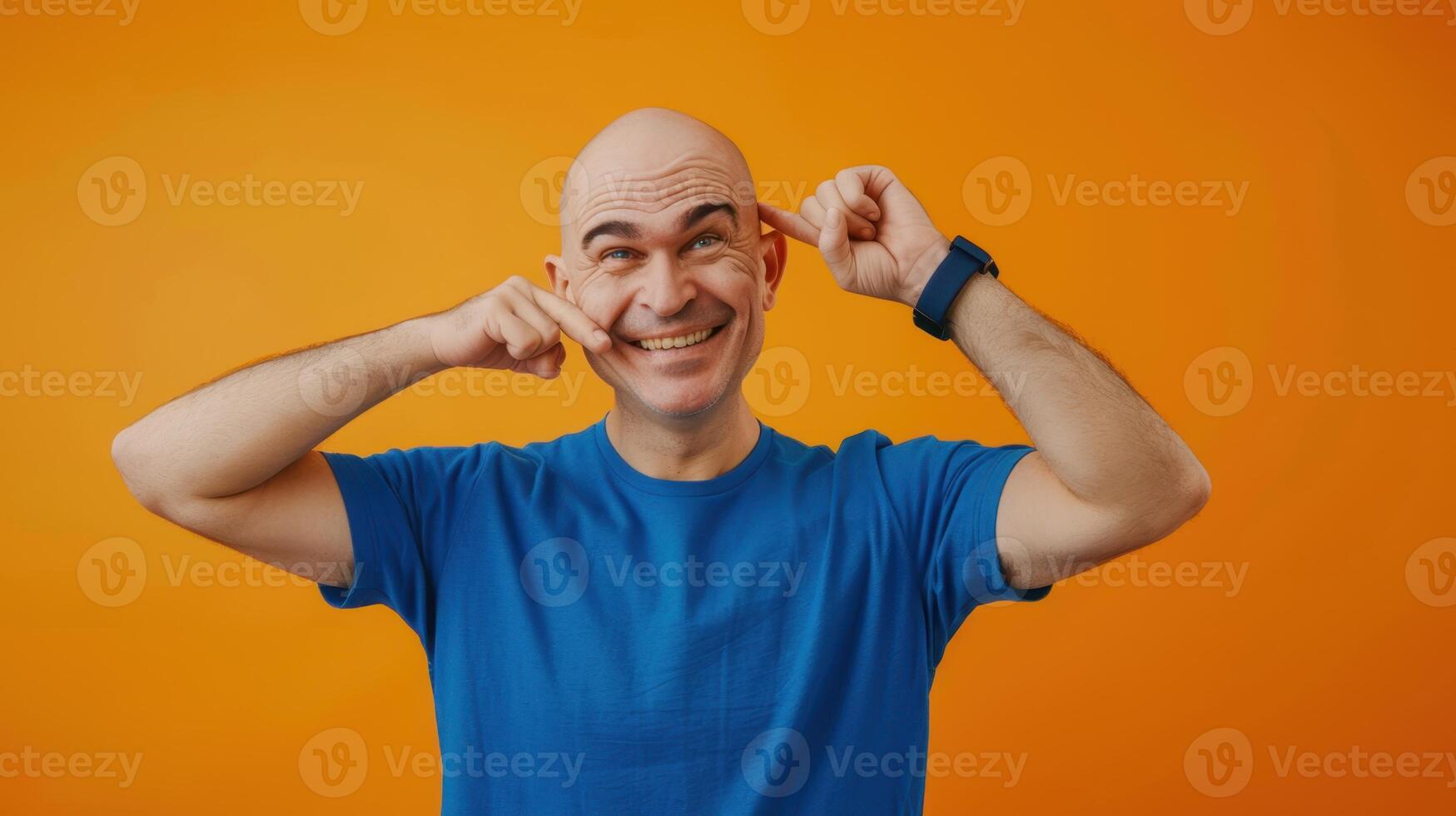 The happy bald man. photo